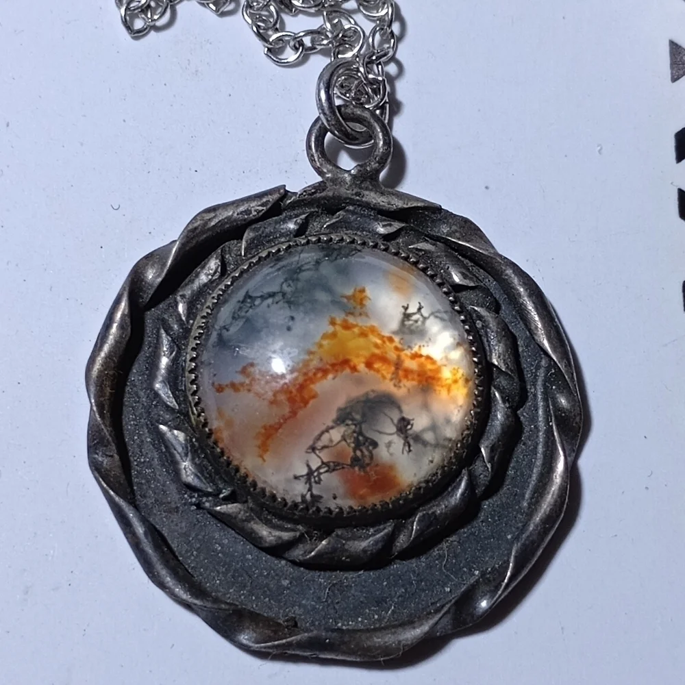 * vintage antique Victorian Dendritic Agate sterling silver 20